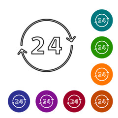 Poster - black line clock 24 hours icon isolated on white background. all day cyclic icon. 24 hours service s