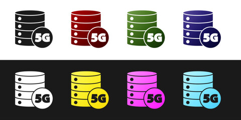 Poster - set server 5g new wireless internet wifi connection icon isolated on black and white background. glo