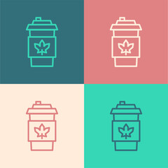 Wall Mural - Pop art line Coffee cup to go icon isolated on color background. Vector