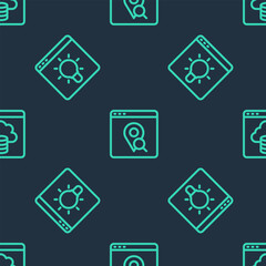 Poster - Set line Infographic of city map, Browser window and Cloud technology data transfer on seamless pattern. Vector