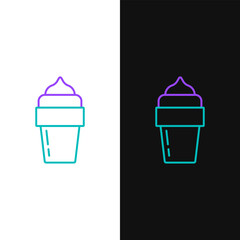 Poster - Line Ice cream icon isolated on white and black background. Sweet symbol. Colorful outline concept. Vector