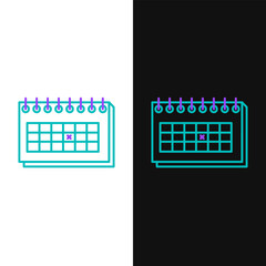 Poster - line calendar icon isolated on white and black background. due date. colorful outline concept. vecto