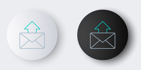 Poster - Line Mail and e-mail icon isolated on grey background. Envelope symbol e-mail. Email message sign. Colorful outline concept. Vector