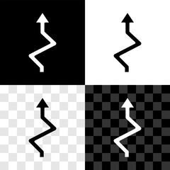 Poster - Set Arrow icon isolated on black and white, transparent background. Direction Arrowhead symbol. Navigation pointer sign. Vector