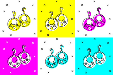 Wall Mural - Set Earrings icon isolated on color background. Jewelry accessories. Vector