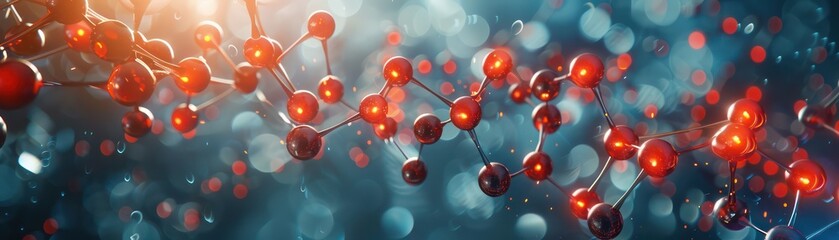 Displayed with a focus on the connectivity of atoms, a complex molecular structure model represents chemical bonds in scientific study.