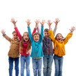 © Mustafa - Excited children cheering with hands up on a transparent background