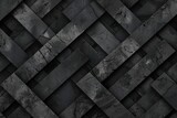 Abstract dark black anthracite gray 3D vintage worn shabby geometric pattern stone concrete cement marble texture background, seamless wallpaper illustration