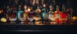 © anwel - a stunning banner featuring an array of spirits and liquors elegantly displayed on a bar counter.