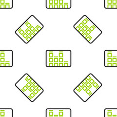 Poster - Line Music equalizer icon isolated seamless pattern on white background. Sound wave. Audio digital equalizer technology, console panel, pulse musical. Vector