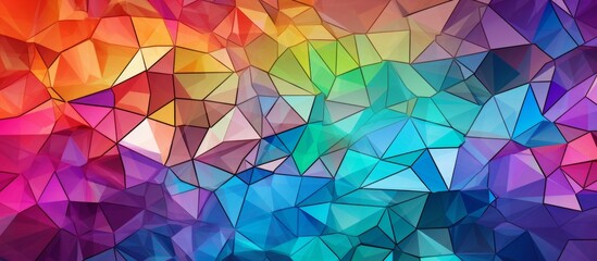 Poster - The fixture resembles a stained glass window, showcasing a rainbow of colors like electric blue and magenta. With intricate patterns and symmetrical triangles, its a masterpiece of creative arts