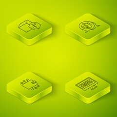 Poster - Set Isometric line NFT Digital crypto art, Cryptocurrency wallet, Binary code and icon. Vector