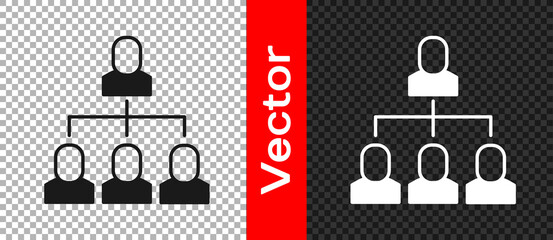 Wall Mural - Black Business hierarchy organogram chart infographics icon isolated on transparent background. Corporate organizational structure graphic elements. Vector