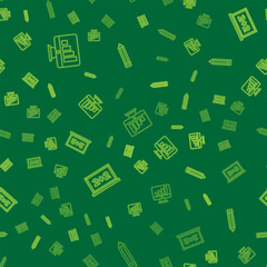 Poster - Set line Computer monitor with graph chart, Chalkboard and Pencil on seamless pattern. Vector