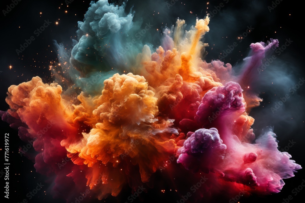 Create a stunning, high resolution image capturing the vibrant, cosmic ...