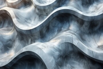 Poster - Captivating visual of smooth, wavy patterns creating an abstract composition in various shades of gray with a hint of texture