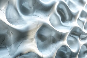 Poster - An elegant white 3D-rendered surface with soft wavy patterns creating play of light and shadow