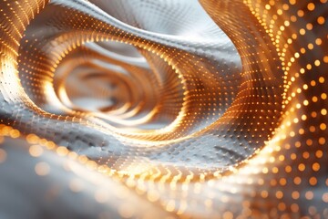 Poster - An abstract digital artwork featuring golden loops with sparkling particles, giving off a warm and inviting glow