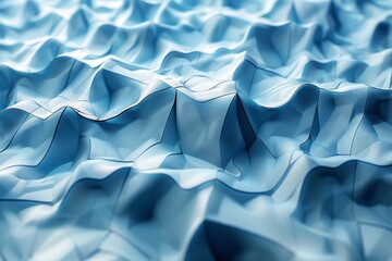 Poster - High-resolution image showcasing an irregular wave pattern, mimicking the movement of fabric in a vibrant blue hue