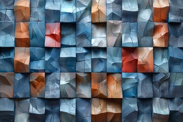 Poster - A vibrant and colorful abstract pattern with geometric shapes on a wall
