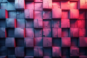 Poster - This vibrant image captures a colorful textured wall composed of geometric shapes, showcasing the harmony of colors and forms