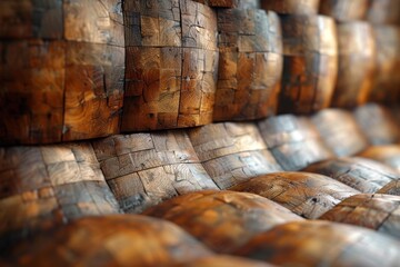 Poster - A detailed image showcasing a textured wall of carved wooden cubes