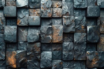 Poster - An image of a blue textured stone wall with visible wear and weathering