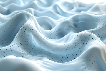 Poster - Detailed close-up of a wavy, textured fabric surface with small holes suggesting a modern fabric design