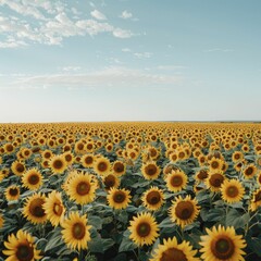 Sticker - Under the sunflower field's golden glow and clear sky, nature's beauty radiates optimism against a backdrop of pristine white.