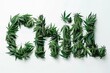 The word Chill made of cannabis leaves.