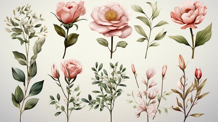 Wall Mural - A collection of flowers in various colors and sizes