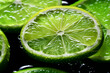 A transparent of fresh lime fruit slice under the macro lens, for vitamin, healthy backdrop. Macro photography