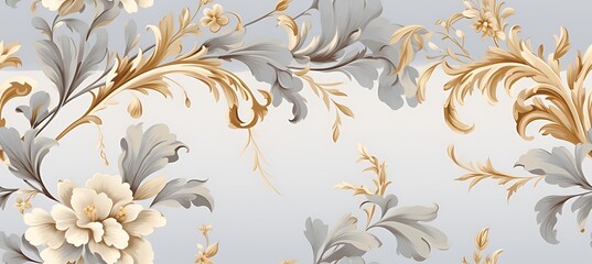 Nature's Beauty: Border-Decorated Seamless Background Adorned with Plants and Flowers