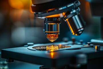 Poster - Precision equipment in a laboratory setting focuses on scientific samples for research