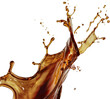 Dynamic coffee splash isolated cut out on transparent background
