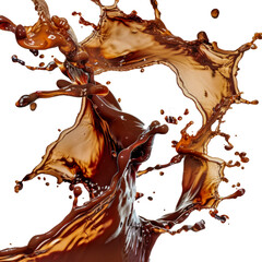 Dynamic coffee splash isolated cut out on transparent background