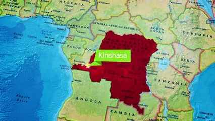 Wall Mural - map of Kinshasa, the capital of Democratic Republic of the Congo.Zooming In: Exploring the Details of the Kinshasa Map
