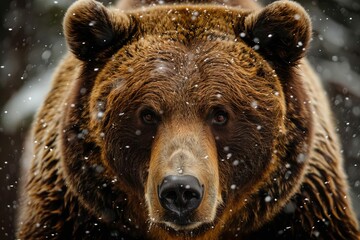 Wall Mural - Close-up portrait of majestic brown bear (Ursus arctos), powerful wildlife photography