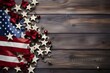 american flag on wooden background
