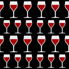 Canvas Print - Wine glass icon isolated seamless pattern on black background