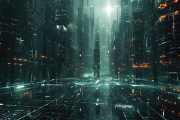 Poster - High Tech 3D Render Of A Futuristic Cityscape, Pushing Visual Boundaries