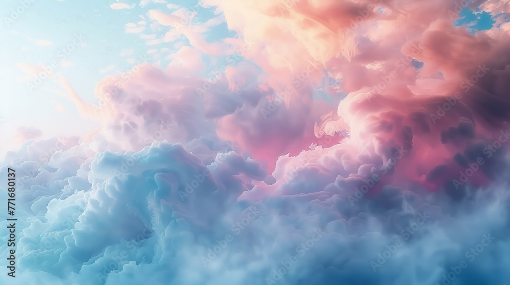 Abstract cloud formations and delicate smoke swirls merging on a white ...