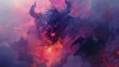 A pastel demon emerging from lava ethereal yet fearsome in a vivid digital art style