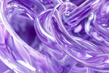 Fototapeta Przestrzenne - Abstract geometric violet background with glass spiral tubes, flow clear fluid with dispersion and refraction effect, crystal composition of flexible twisted pipes, modern 3d wallpaper, design element