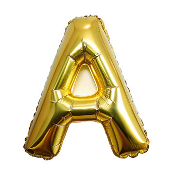 Letter a is made of a helium balloons isolated on transparent background.