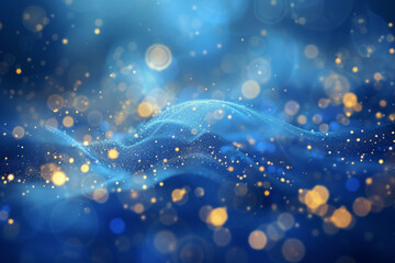 Wall Mural - Deep blue space with sparkling particles, evoking cosmic starfields and underwater tranquility. Digital background