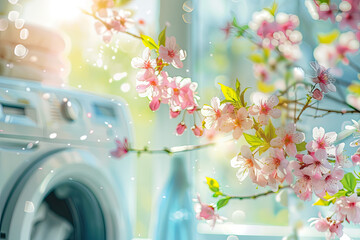 A washing machine, Spring background