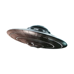 silver flying saucer futuristic ufo spaceship png isolated on transparent background