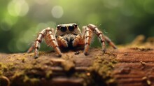Spider On The Tree Trunk Background