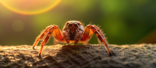 spider on the tree trunk background